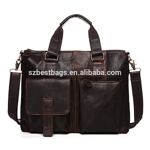 Wholesale oem odm high quality  genuine crazy horse leather men briefcase leather laptop bag