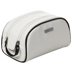 Korean luxury professional ladies black white pu leather cosmetic makeup bag