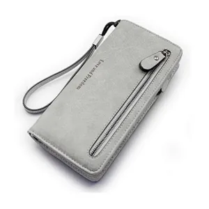 Custom made fashion colorful pu leather long thin cardholder wallet for women