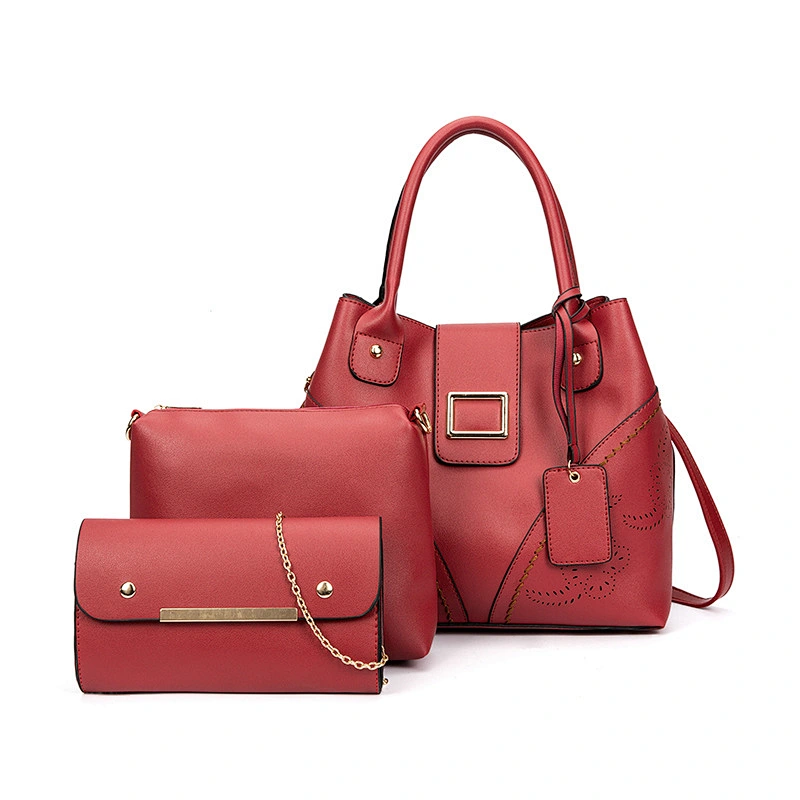 2019 3pcs/set designer Women Ladies pu Leather geometric single shoulder  trendy purse and handbags foldable shopping bag