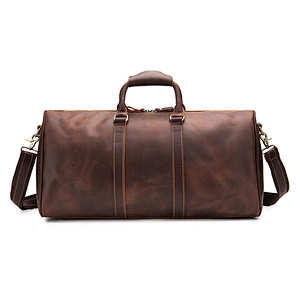 Vintage Men's Travelling Luggage Bag Genuine Leather Duffle Bags for Business Travel