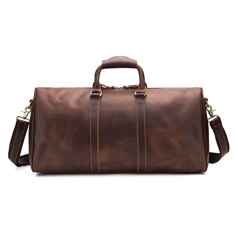 Vintage Men's Travelling Luggage Bag Genuine Leather Duffle Bags for Business Travel