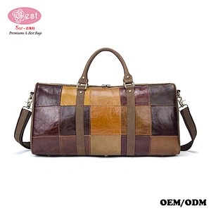 High-capacity Shoulder Bag Portable Leather Splicing Short Baggage Travel Tote Bag
