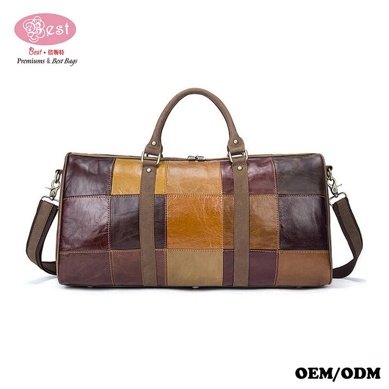 High-capacity Shoulder Bag Portable Leather Splicing Short Baggage Travel Tote Bag