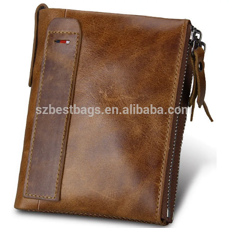 Customized top grain genuine leather wallet for men women crazy horse leather wallet