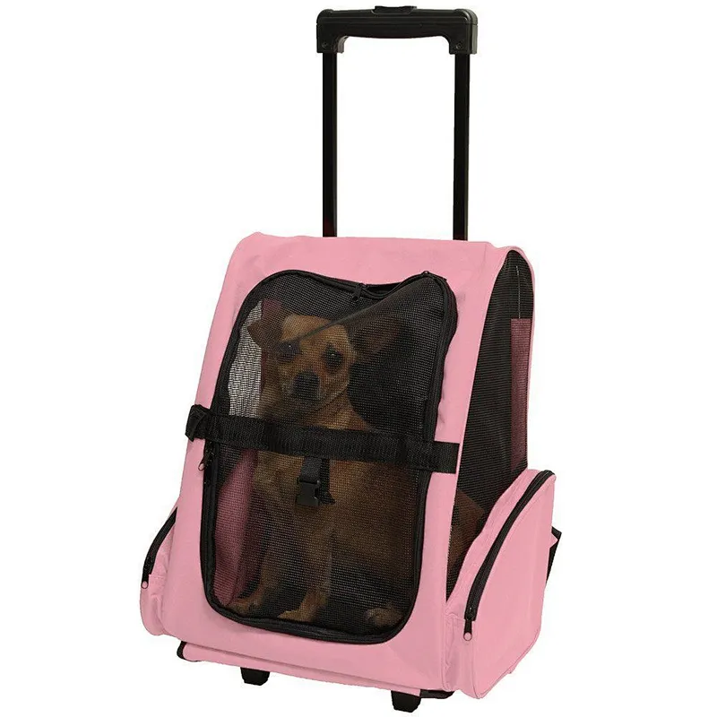 Trolley pet cat dog carrier trolley bag with wheels