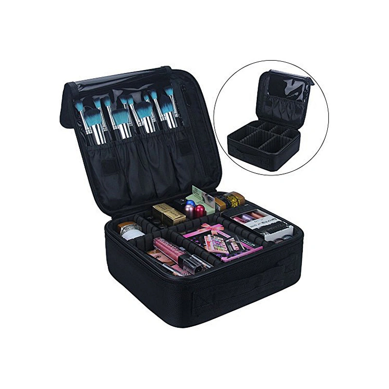 Cosmetic train case makeup cosmetics for luggage brushes slots