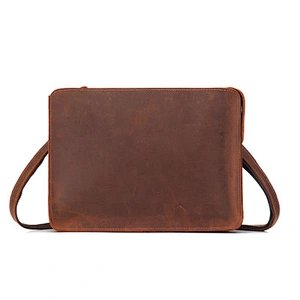 New Crazy Horse Genuine Leather Messenger Bag For Men Vintage  Business Briefcase