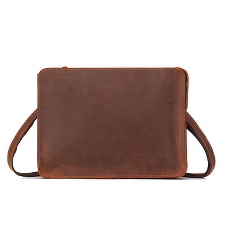 New Crazy Horse Genuine Leather Messenger Bag For Men Vintage  Business Briefcase