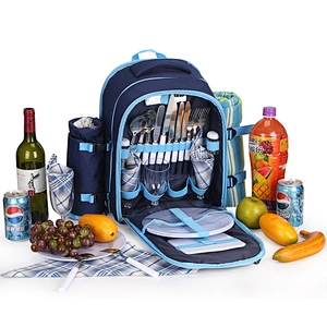 Amazon top sellers waterproof durable practical Canvas picnic backpack with Multiple pockets for 4 person for camping