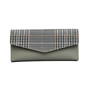 PU Leather Long Lacquered Clutch Bag Fashion Plaid Wallet Korean Purses