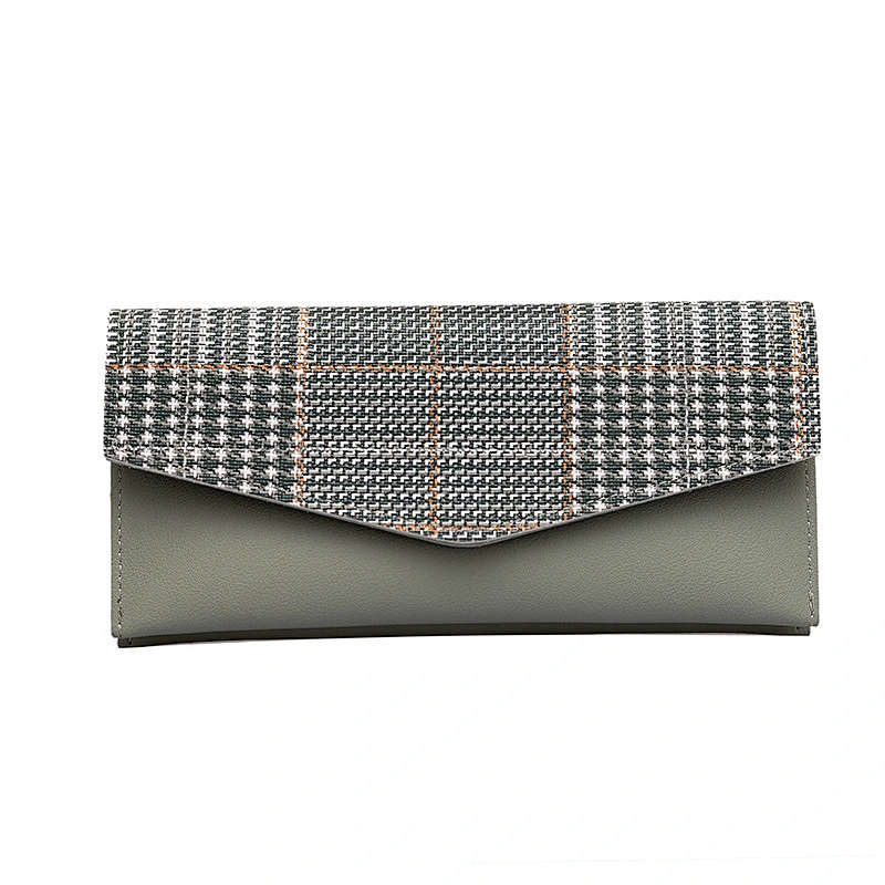 PU Leather Long Lacquered Clutch Bag Fashion Plaid Wallet Korean Purses