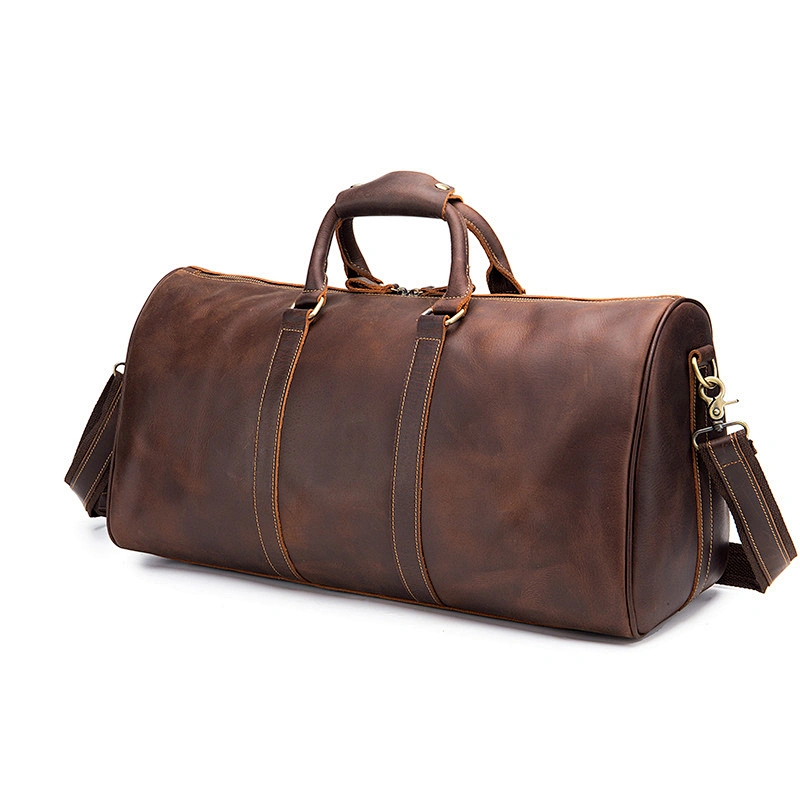 Vintage Men's Travelling Luggage Bag Genuine Leather Duffle Bags for Business Travel