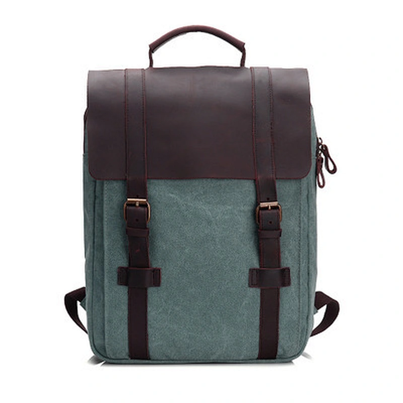 Vintage Canvas With Genuine Cow Leather Backpack Fashion Backpack For Men