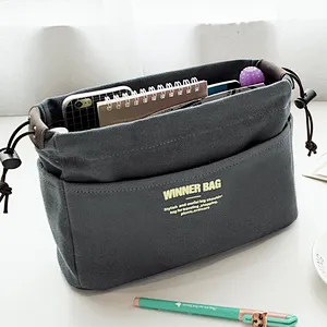Wholesale large plain canvas cosmetic pouch makeup toiletry bag for women