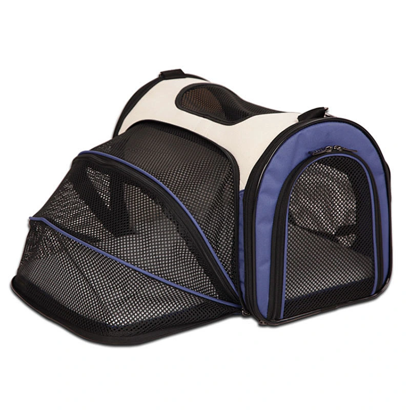 Wholesale collapsible expandable pet carrier travel bag handbag dog Oxford+Mesh cloth+Plush mat