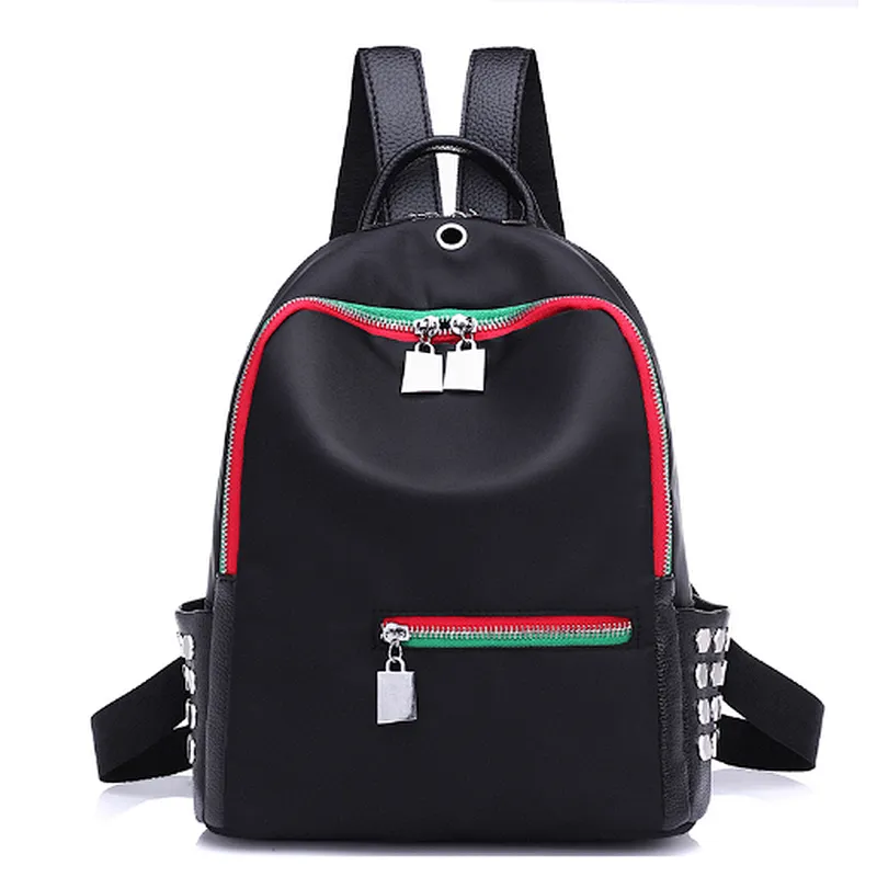 Young girl women fashionable black oxford schoolbag bag mini backpack for lady