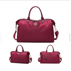 Travel small nylon pu folding luggage duffle hand carry holdall bag