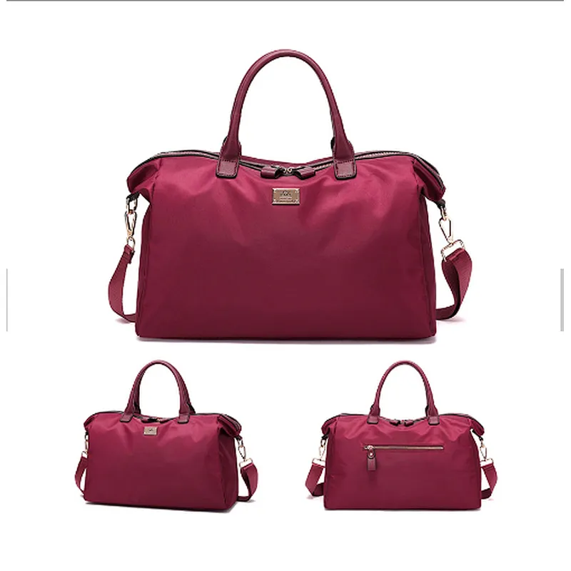 Travel small nylon pu folding luggage duffle hand carry holdall bag