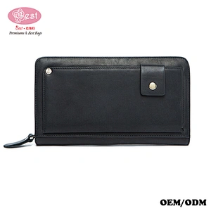 China Supplier Wholesale Long Leather Wallets Zipper Card Holder Clutch Bags