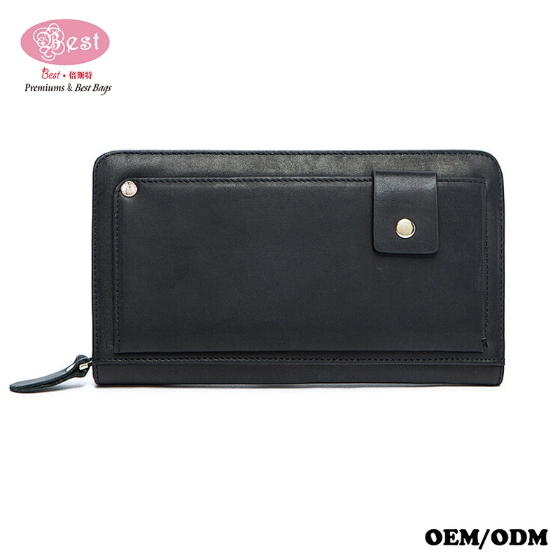 China Supplier Wholesale Long Leather Wallets Zipper Card Holder Clutch Bags