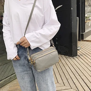 2019 new style Women nylon  Medium Multi Pockets bamboo  purse Trendy Cross body Messenger Shoulder bag