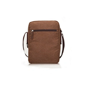 Man's Portable Promotional Korean Style Brown Canvas Crossbody Bag