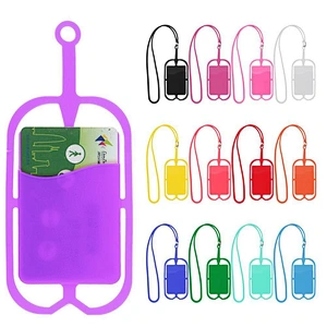 Custom Universal Silicone Neck Strap Phone Card Holder with Lanyard