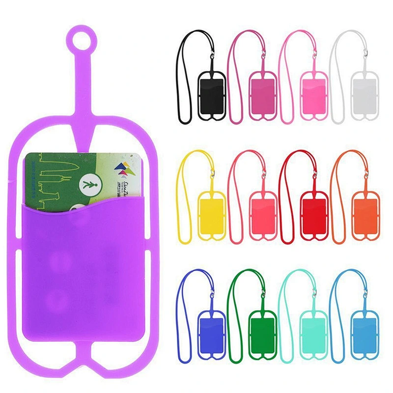 Custom Universal Silicone Neck Strap Phone Card Holder with Lanyard