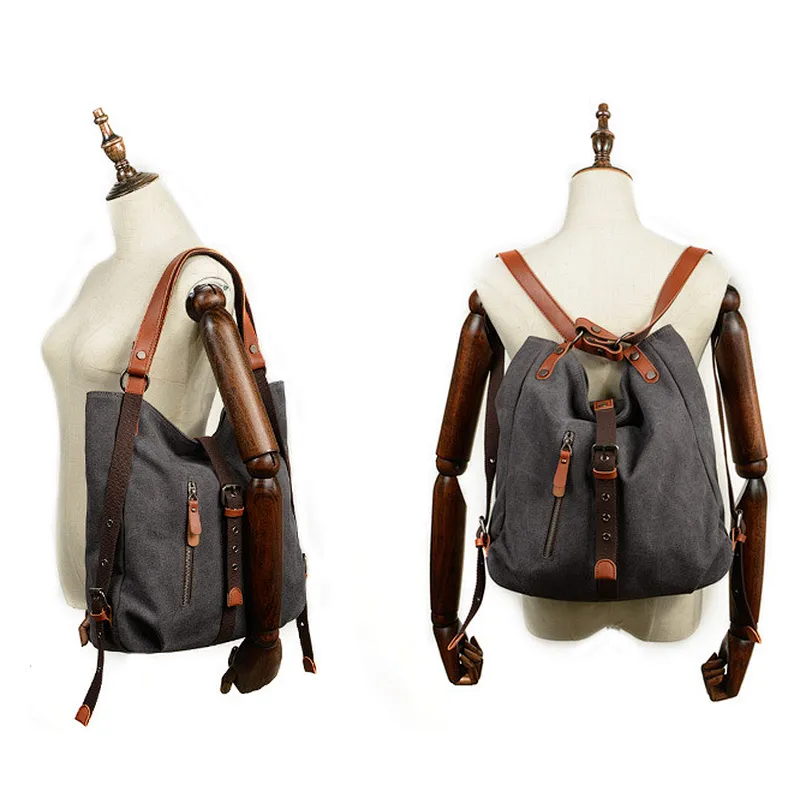 2018 new casual canvas shoulder bag canvas backpack for women