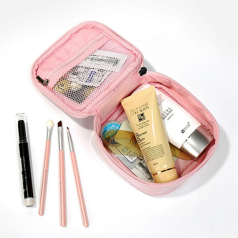 Custom small waterproof pink toiletry zipper cosmetic pouch makeup make up bag