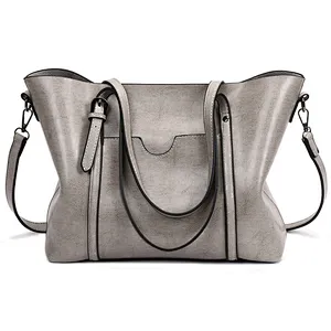 2019 good quality new fashion  plain vintage  PU handbag with large capability in stock