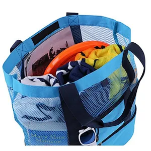 Wholesale bulk insulated nylon mesh beach cooler swimming tote bag