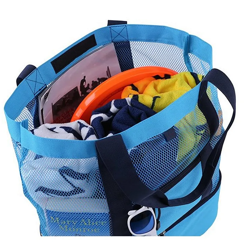 Wholesale bulk insulated nylon mesh beach cooler swimming tote bag