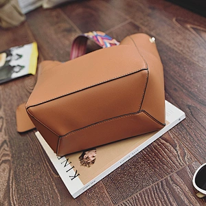 Custom cheap plain vintage japanese black pu leather woman ladies bucket shoulder bag