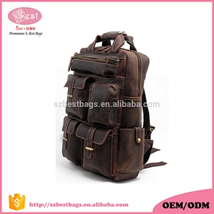 Factory Custom LOGO OEM Small MOQ Genuine Leather Brand Backpack Men