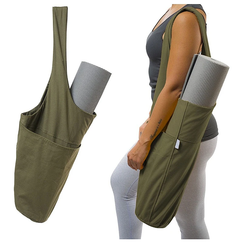 2020 hot selling lightweight durable canvas yoga mat bag with pockets for sports