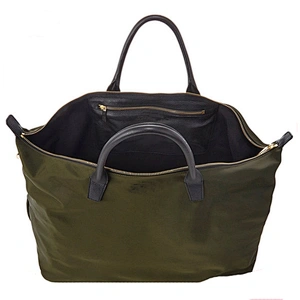 The Newest Designer European Fashion Tech-fabric with Leather Trim Medium Weekender Bag