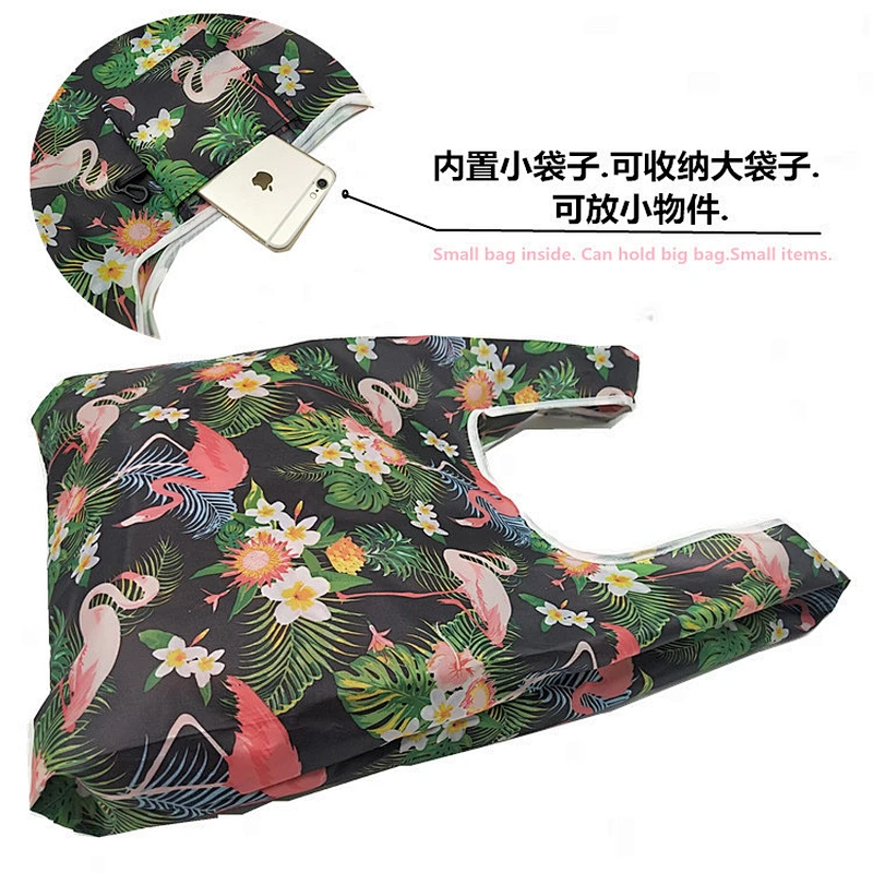 Fashionable portable environmental friendly foldable foldable shopping bag polyester for shopping