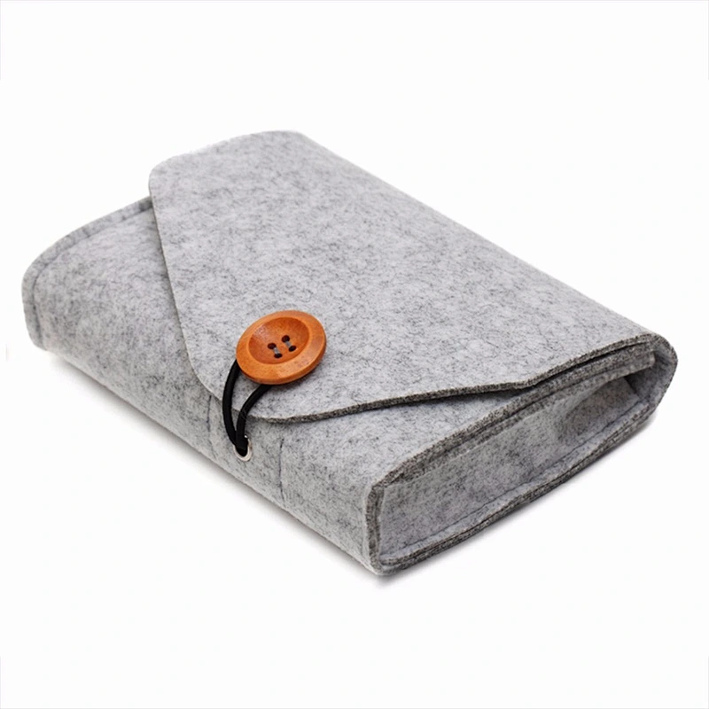 Felt Pouch Power Bank Storage Bag For Data Cable Mouse Travel Organizer