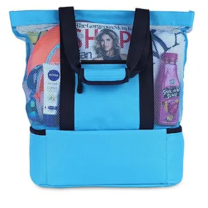 Wholesale bulk insulated nylon mesh beach cooler swimming tote bag