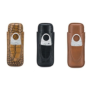 Custom High End Gift Cigar Holder 100% Pure Genuine Leather Humidor Cigar Case With Cutter