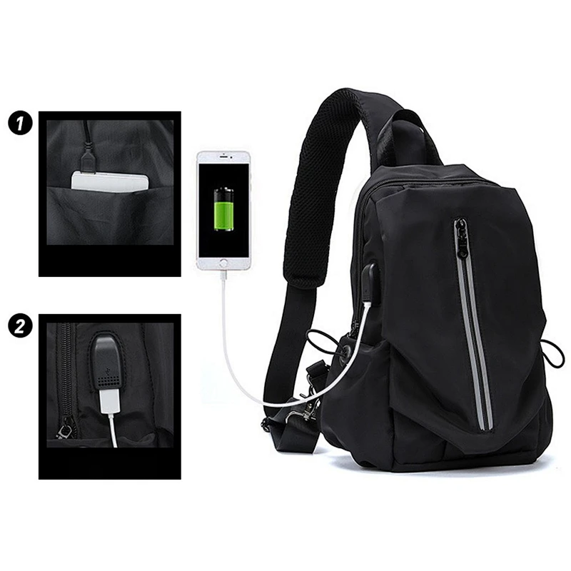 USB Charging Crossbody Chest Travel Satchels for teenagers