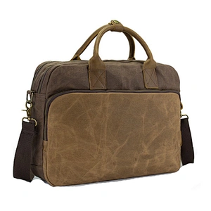 Waterproof Laptop Bag Wax Canvas Bag Business Men's Portable Briefcase
