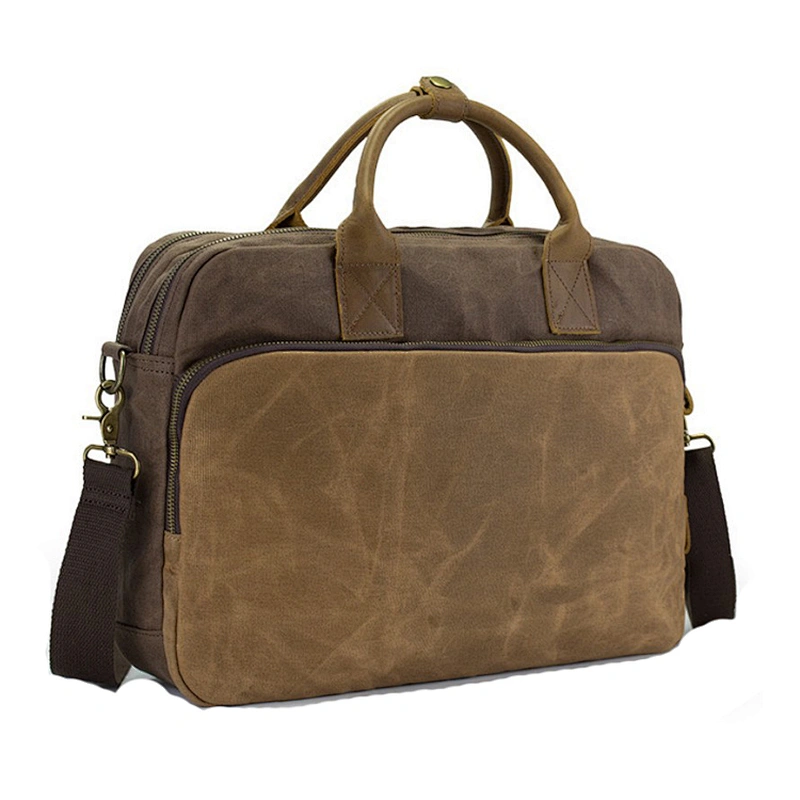 Waterproof Laptop Bag Wax Canvas Bag Business Men's Portable Briefcase