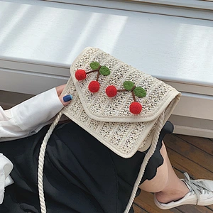 Woven Small Square Bag of Natural Straw Clutch Beach Shoulder Bag for Ladies Traveling