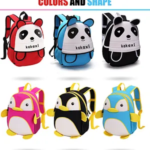 Fancy waterproof kids schoolbags children cartoon zoo animals penguin backpack