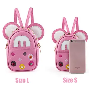 Little girls lovely pink cartoon school PU bags girls backpacks for little girls