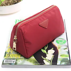 Custom waterproof printed red polyester cosmetic bag toiletry makeup pouch with zipper