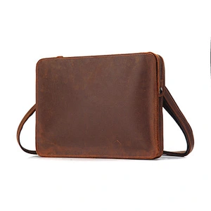 New Crazy Horse Genuine Leather Messenger Bag For Men Vintage  Business Briefcase